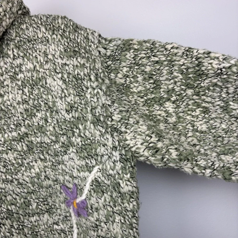 Vtg The Sweater Venture Hand Knit Wool Hooded Jacket Womens L Floral Fairy Boho - Picture 6 of 12